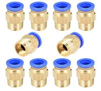 PC12-03 Push to Connect Fittings, 12mm Tube OD x 3/8” G Thread, Straight Pneumatic Quick Fitting Air Line Connector 10Pcs