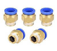 PC16-04 Push to Connect Fittings, 16mm Tube OD x 1/2” G Thread, Straight Pneumatic Quick Fitting Air Line Connector 5Pcs