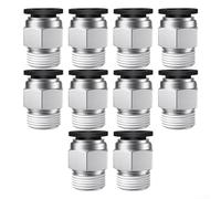 PC4M10 Pneumatic Push In Connectors Pack of 10 for 3D Printer Filament Tube Connections, Made from Stainless Steel, Compatible with 4mm PTFE Tubing for Secure Fit