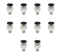 PC4M6 Push-in Tube Connector with Six-Sided Brass Body, 10, Black | Engineering-Polymer Push Collar, Direct Tube Insertion Press-to-Release Removal, for Filament Tube Installation