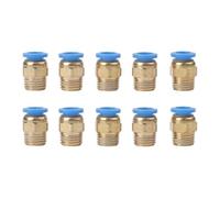 PC8-02 Push-On Air Hose Connector for Pneumatic Systems, 8mm OD x 1/4" Threaded, Reusable Quick-Connect Fitting for PU Nylon Tubing (10 Pack) (Blue)
