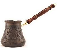 PCA Series (XXLarge-28fl.oz) - Thickest Solid Engraved Antique Copper Turkish Greek Arabic Coffee Pot Heavy Duty with Wooden Handle Stovetop Coffee Maker Jazzve Cezve Ibrik Briki