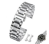PCAORLEORS 18/20/22/24mm Silver Stainless Steel Watch Band, Solid Link Jubilee Bracelet with Two End Connectors, Replacement Strap Compatible with Most Watches, 20mm, Stainless Steel, 1