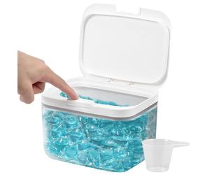 Pcapzz Laundry Pods Container Automatic Pop-Up Dishwasher Pod Holder 20x16.6x14.1cm Large Capacity 2.8L Sealed Washing Powder Storage Case with Measuring Cup for Washing Pods,Bath Bombs,Scent Booster