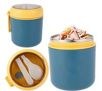 Pcapzz Vacuum Insulated Food Container Thermal Lunch Box Bento 530ml Thermos for Hot Wide Mouth Jar with Foldable Spoon Portable School Office Work (Dark Blue)
