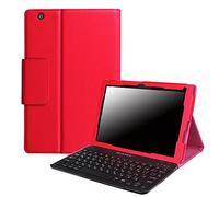 PCATEC Sony Xperia Z4 Tablet 10.1 inch Keyboard Cover - [New Detachable Version] Detachable Hidden Wireless Bluetooth Keyboard Muti-angle Folio PU Leather Case Smart Cover For Sony Xperia Z4 Tablet 10.1 inch Tablet (Red)