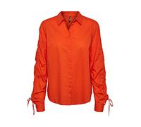PIECES Women's Pcbrenna LS Detail Shirt Bc Blouse, Red Orange, XL