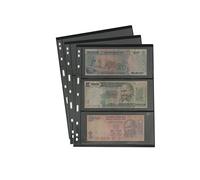 PCCB MINGT 10Pcs Standard 9-Hole Black Double-Sided Album Inner Sheets Stamp Banknote Collection Album Inserts Pages For Coin Collecting And Supplies (3 Pockets)