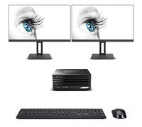 pccustomizer MSI-PRO Mini PC Bundle (x2 Dual FHD 24'' IPS display, AMD Ryzen 5600G 6-Core CPU 4.4GHz, 16GB RAM, 512GB SSD Storage, Radeon RX Vega 7 HD Graphics, Windows 11) WiFi 6 2.4Gbps, Bluetooth