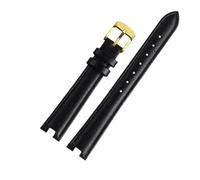 PCCWBCPJC 12mm 14mm Compatible With Gucci YA141401 YA141404 YA141505 Soft Cowhide Leather watchband GC women's watch strap Pink red bracelet(Black gold,12mm-4mm)