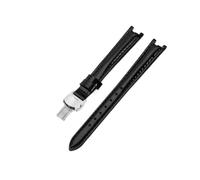 PCCWBCPJC 12mm White Red Black Women's Soft Breathable Leather Watch Strap - Compatible With Tissot T094 Flamenco Series Watch(Black(LG)-Steel)