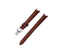 PCCWBCPJC 12mm White Red Black Women's Soft Breathable Leather Watch Strap - Compatible With Tissot T094 Flamenco Series Watch(Brown(ZJ)-Steel)