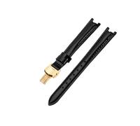 PCCWBCPJC 12mm White Red Black Women's Soft Breathable Leather Watch Strap - Compatible With Tissot T094 Flamenco Series Watch(Black(LG)-Golden)