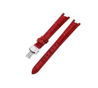 PCCWBCPJC 12mm White Red Black Women's Soft Breathable Leather Watch Strap - Compatible With Tissot T094 Flamenco Series Watch(Red(ZJ)-Steel)
