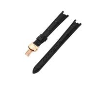 PCCWBCPJC 12mm White Red Black Women's Soft Breathable Leather Watch Strap - Compatible With Tissot T094 Flamenco Series Watch(Black(ZJ)-Rose)