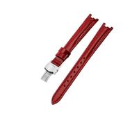 PCCWBCPJC 12mm White Red Black Women's Soft Breathable Leather Watch Strap - Compatible With Tissot T094 Flamenco Series Watch(Red(LG)-Steel)