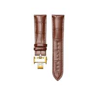 PCCWBCPJC 18 19 20 21 22mm Calfskin Watchband Compatible With Longines Master L2 L3 L4 L2.628 L2.673 Cowhide Leather Watch Strap Bracelet(Brown-gold,22mm)