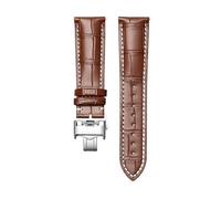 PCCWBCPJC 18 19 20 21 22mm Calfskin Watchband Compatible With Longines Master L2 L3 L4 L2.628 L2.673 Cowhide Leather Watch Strap Bracelet(Brown white-silver,21mm)