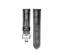 PCCWBCPJC 18 19 20 21 22mm Calfskin Watchband Compatible With Longines Master L2 L3 L4 L2.628 L2.673 Cowhide Leather Watch Strap Bracelet(Black white-silver,21mm)