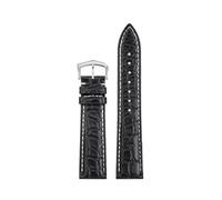 PCCWBCPJC 18mm 20mm Alligator Leather Strap Compatible With Cartier Solo Must De London Ronde, Black Luxury Replacement Watch Band(Black White-steel,15mm-Width)