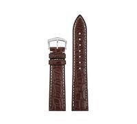 PCCWBCPJC 18mm 20mm Alligator Leather Strap Compatible With Cartier Solo Must De London Ronde, Black Luxury Replacement Watch Band(Brown White-steel,20mm-Width)