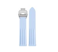 PCCWBCPJC 19mm FKM Watch Band Compatible With Cartier Roadster W6206018 Watch Quick Releae Fluoro Rubber Watch Strap(Sky Blue-Buckle 4)