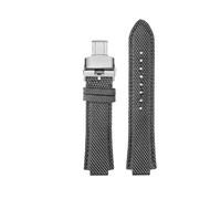 PCCWBCPJC 26-12mm Tapered Nylon Leather Hybrid Strap Compatible With Tissot PRX T137.410 SuperPlayer Series Modified Convex Mouth Design(Grey sivler B)