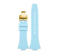 PCCWBCPJC Compatible With Tissot PRX Rubber Strap T137 Band Super Player 40mm Men's Bracelet Watch Strap T137407 T137410A Replace Watch Strap(Light blue-gold-b)