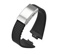 PCCWBCPJC Fluoro Rubber Strap Compatible With Tissot PRX Powermatic 35mm 40mm Folding Buckle FKM Sport Waterproof Quick Release Watch Band(Black silver,11mm)
