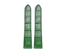 PCCWBCPJC Quick Release Bamboo Grain Cowhide Leather Watchband Compatible With CARTIER Santos Stainless Steel Joint Watch Strap Bracelet(Green-no buckle,21mm)