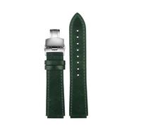 PCCWBCPJC Retro Cowhide Watchband Compatible With Casio A158 A158W/A168/f91w/AE-1200WHD/A159/A169 AE1200 Vintage Watch Bracelet Calfskin Strap(Green-silver B)