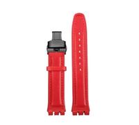 PCCWBCPJC Soft Bracelet Colorful Watchband Compatible With Swatch YRS YCS17 Soft Cow Leather Strap Men Women Replace Watch Strap With Tool(A-Red-Black,19mm)