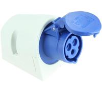 Pce - 113-6 - 16a 230v 3p Wall Mounted Cee Industrial Socket, Ip44, Blue