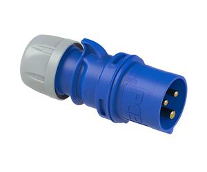 PCE 16 Amp 240v Site Trailing Plug & Socket 230v 16a 3 Pin PCE 240 Volt Blue Hook Up (Male)