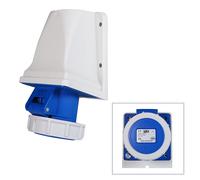 PCE 16A 230V 2P+E Wall Mount Angled Socket (1132-6)