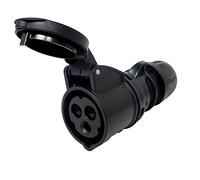 PCE 16A 2P+E CEE Black Cable Mount Female Socket. IP44 (213-6X)