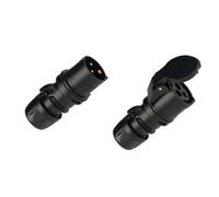 PCE 16Amp 3Pin Black Plug+Socket IP44 SplashProof 2P+E 230V PCE 013-6x+213-6x