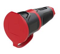 PCE 2511-sr Safety Mains Socket Rubber 250V IP54 Black/Red