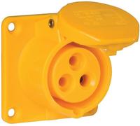 Pce - 323-4 - 32a 110v 3p Panel Mounted Cee Industrial Socket, Ip44, Yellow