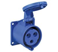 Pce - 32A, 230V, Panel Mount Cee Socket, 2P+E, Blue, Ip44