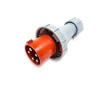 PCE 32A 3P+N+E 400V. 3 Phase. Red Cable Mount Male Plug. IP67 (0252-6)