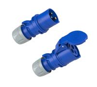 PCE 32Amp 3Pin Blue Plug and Socket IP44 SplashProof 230V PCE 023-6+PCE 223-6