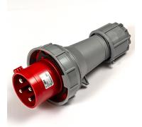 PCE 63A 4 Pin 3P+E 400V. 3 Phase. Red Cable Mount Male Plug. IP67 (034-6)