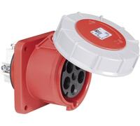 PCE - 63A, 400V, Panel Mount CEE Socket, 3P+N+E, Red, IP67