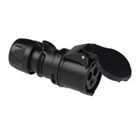PCE Black 16 Amp 3 Pin 2P+E 240V Female Round Socket 16A Ceeform Commando IP44