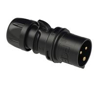 PCE Black 16 Amp 3 Pin 2P+E 240V Male Round Plug 16A Ceeform Commando IP44 Stage