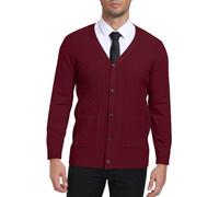 PCEAIIH Men's Cardigan Sweater Knit Jumper Buttons V Neck Shawl Collar with Pockets Classic Long Sleeve Soft Lightweight
