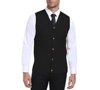 PCEAIIH Men's Gilets Knit Sweater Vest V Neck Sleeveless Cardigan Top with Buttons Classic Business Gentleman Knitwear Black