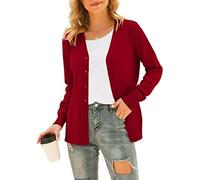 PCEAIIH Women Casual Open Front Cardigans Long Sleeve Knitted Short Cardigan Soft Knitwear Sweater 2XL Red