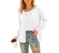 PCEAIIH Women Casual Open Front Cardigans Long Sleeve Knitted Short Cardigan Soft Knitwear Sweater 2XL White